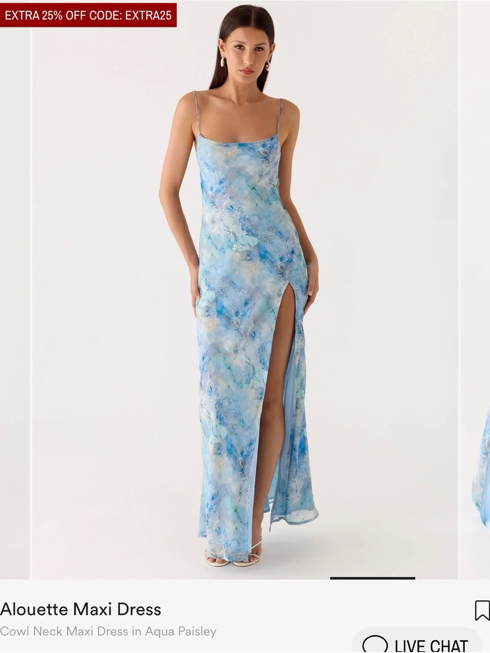 New Peppermayo Aqua Paisley Maxi Dress with Side Slit